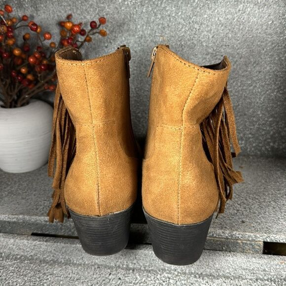 True Craft Suede Fringe Ankle Booties Boots Size 9 - Picture 4 of 7